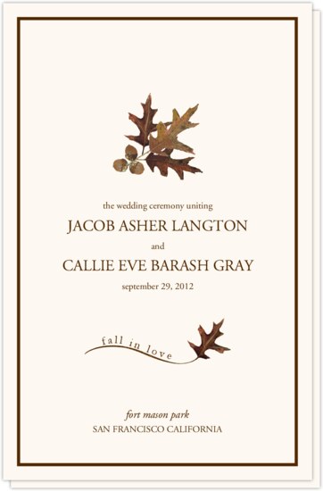 Oak and Acorn Autumn/Fall Leaves Wedding Programs
