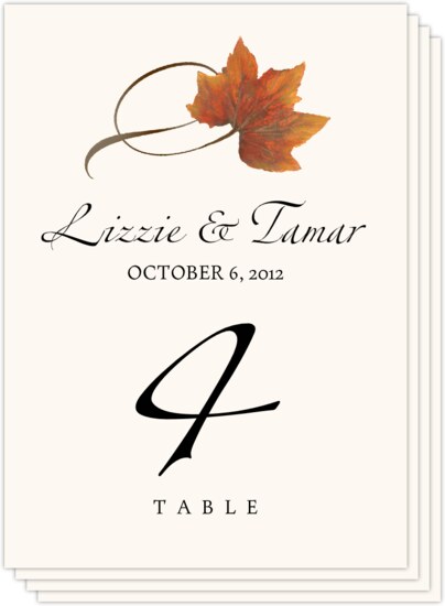 Twisty Leaves Autumn and Fall Leaves Table Numbers