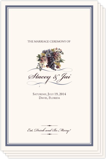 Grapes And Vineyard Themed Wedding Programs For Wine Country