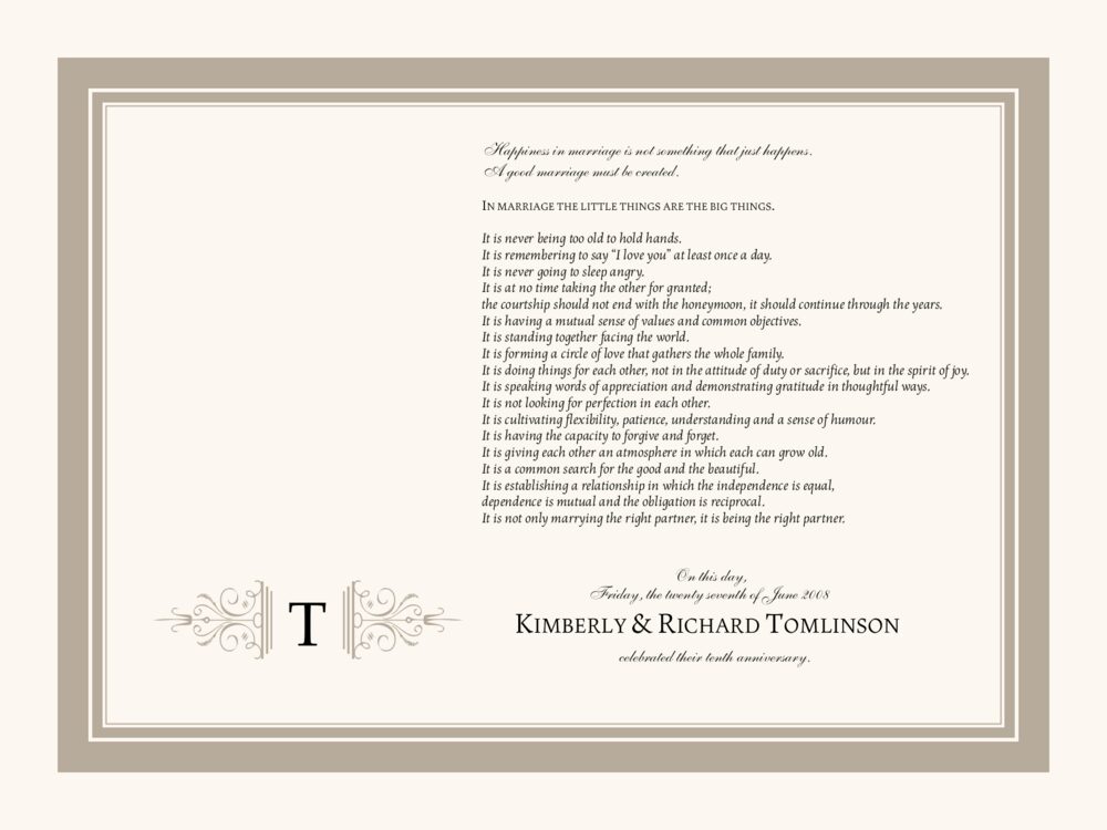 10th Anniversary-A Good Marriage Anniversary Certificates