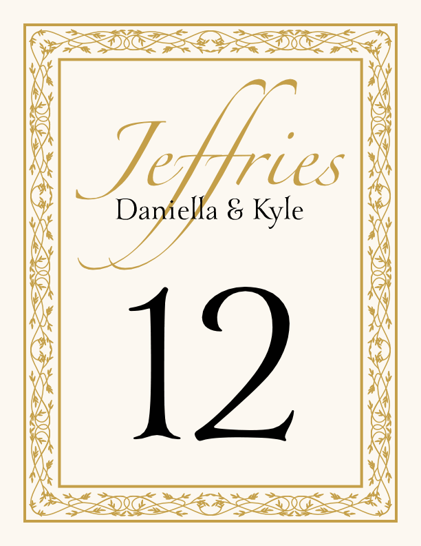 Traditional Monogram 02 Anniversary Table Numbers