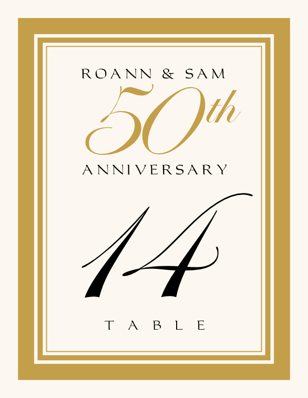 Traditional Frame Anniversary Table Numbers