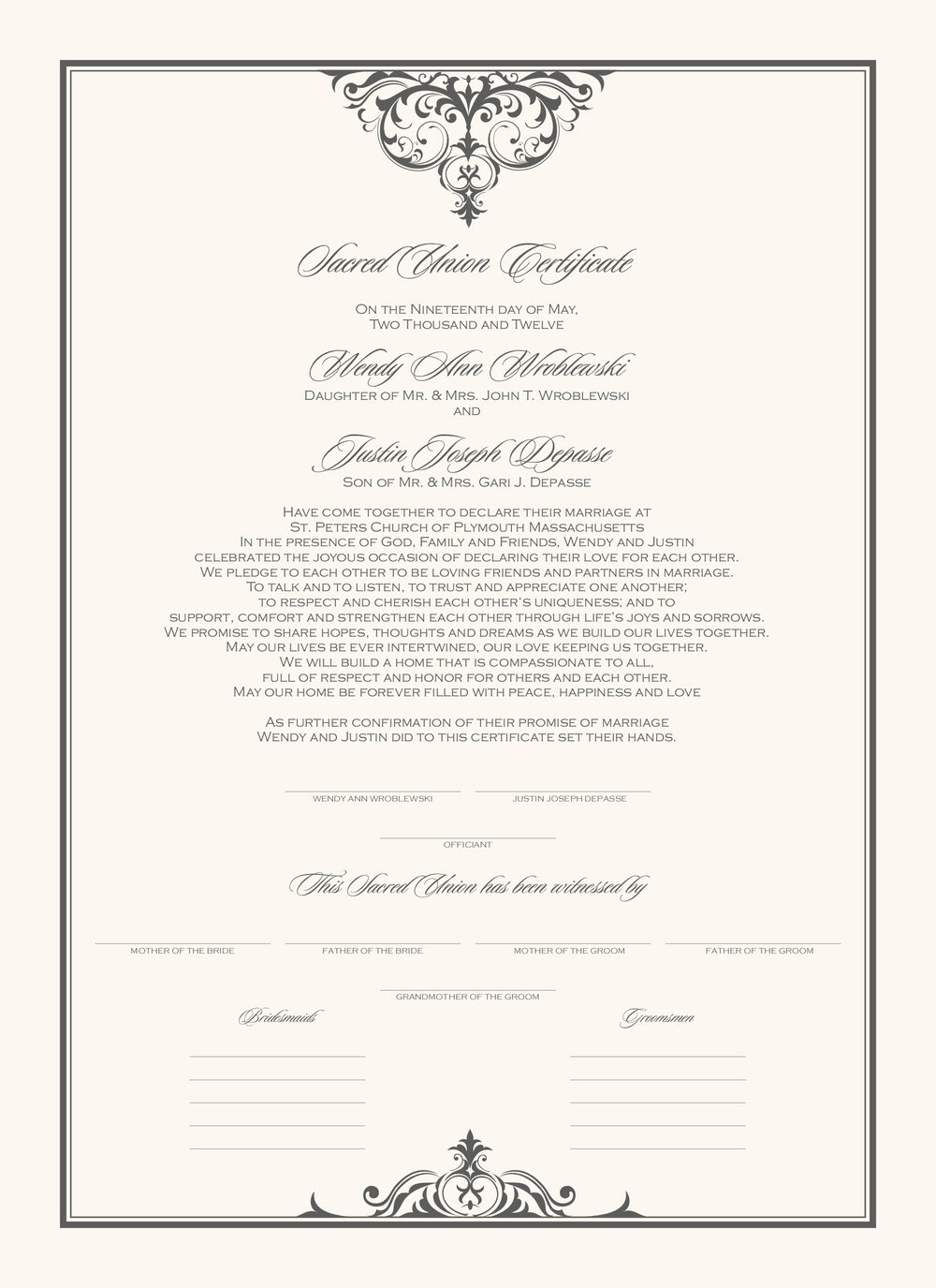 Abbey Cocktail 01 Contemporary and Classic Wedding Certificates