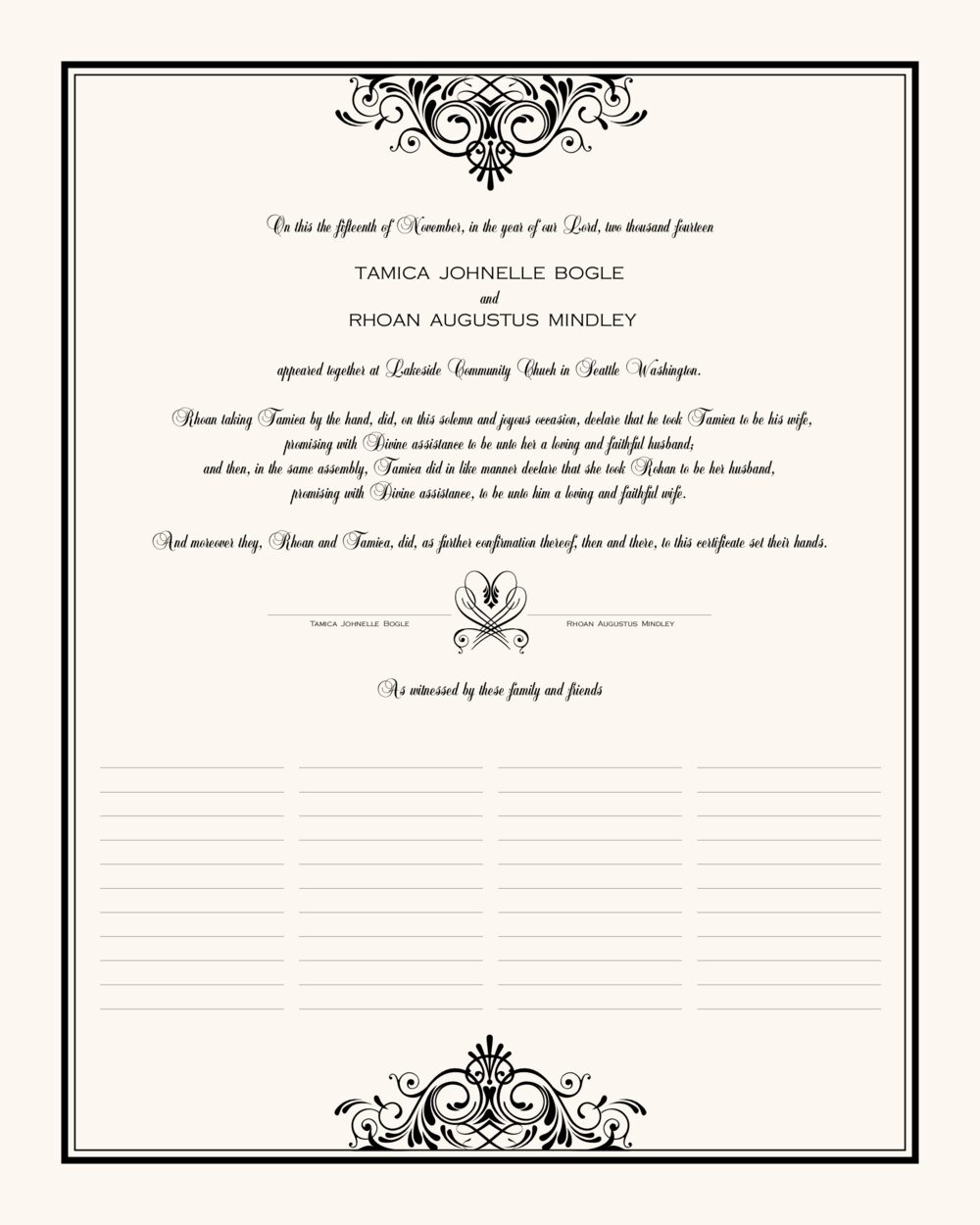 Accordion Contemporary and Classic Wedding Certificates