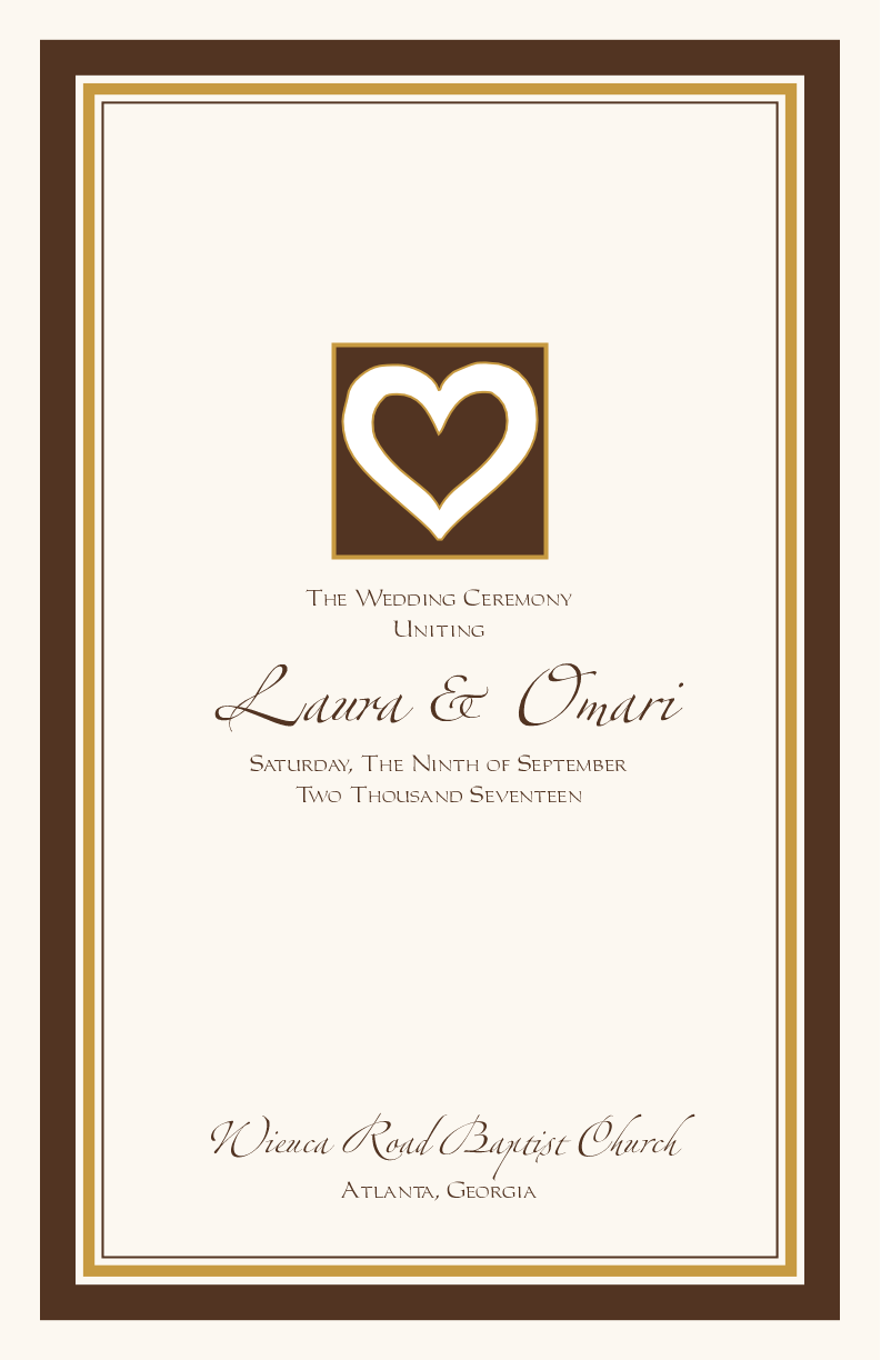 Akoma Adinkra Square African Wedding Programs