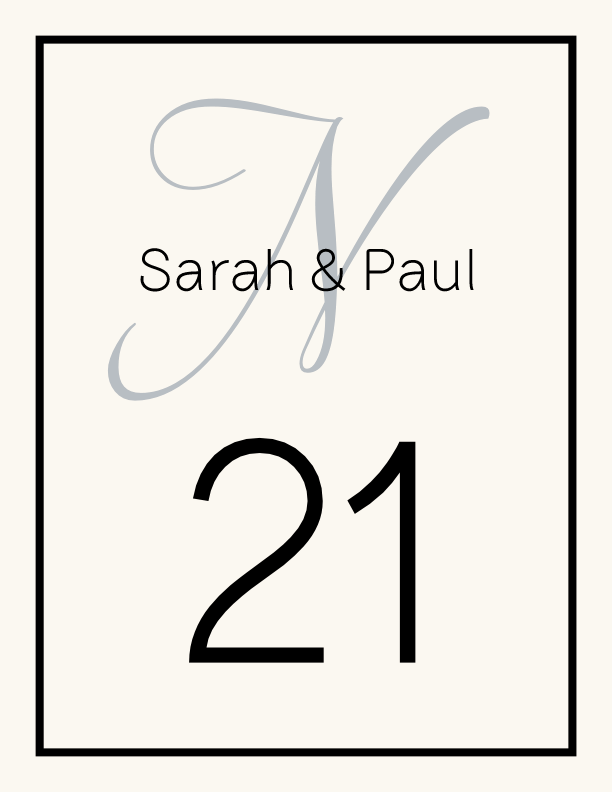 Adios Script Monogram 08 Contemporary and Classic Table Numbers