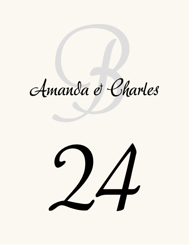 Adore Monogram 06 Contemporary and Classic Table Numbers