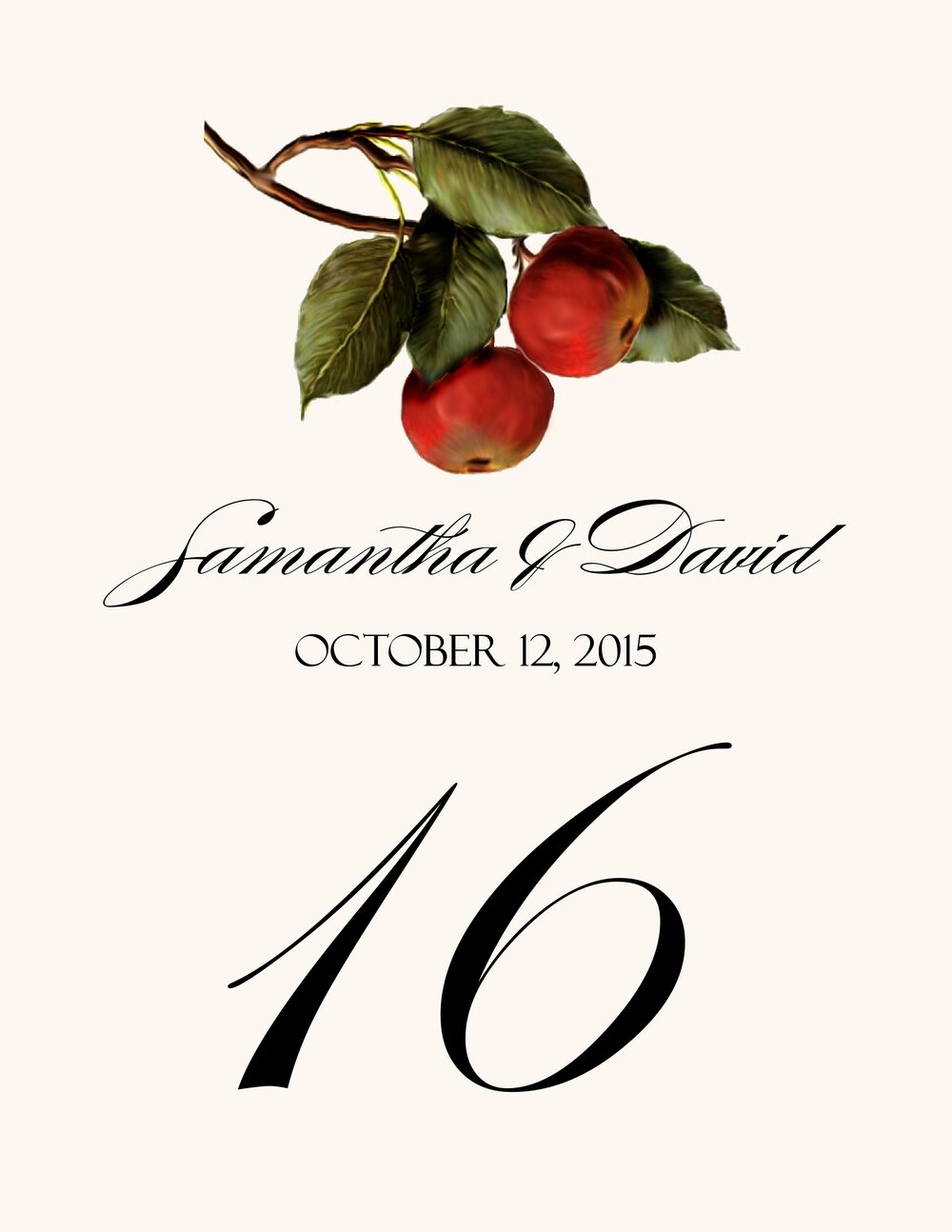 Apples Fruit and Grape Table Numbers