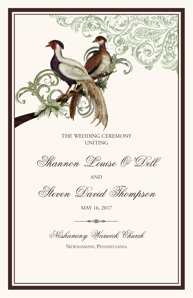 Asian Peace Birds Birds and Butterflies Wedding Programs