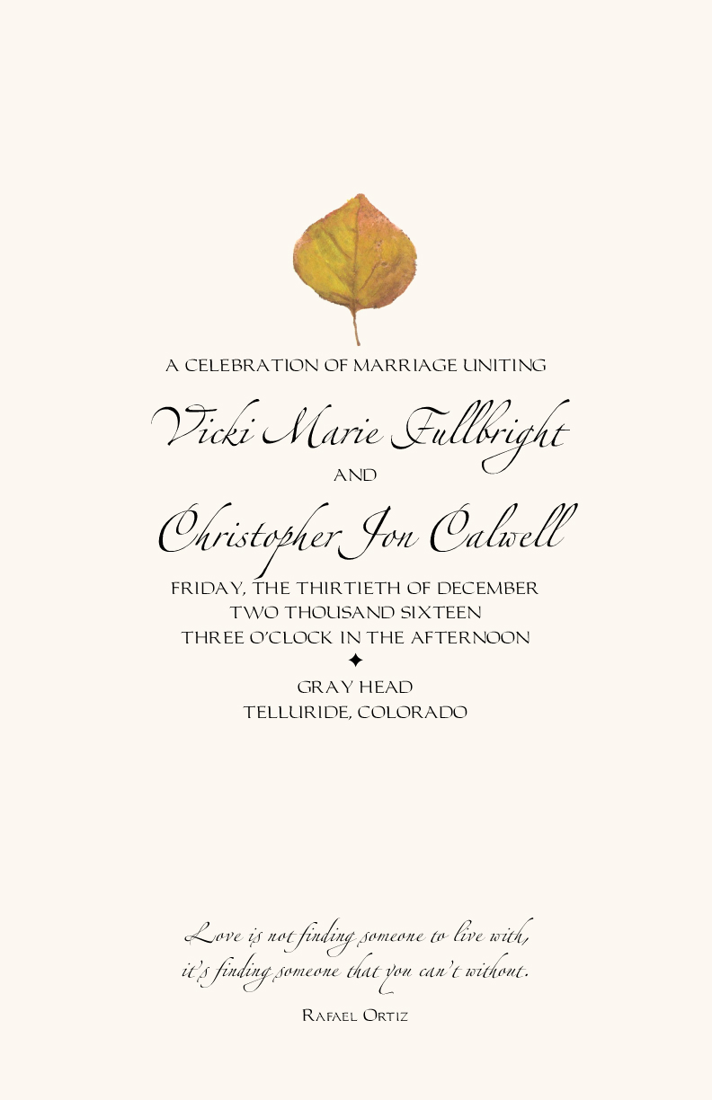 Yellow Aspen Leaves Autumn/Fall Leaves Wedding Programs