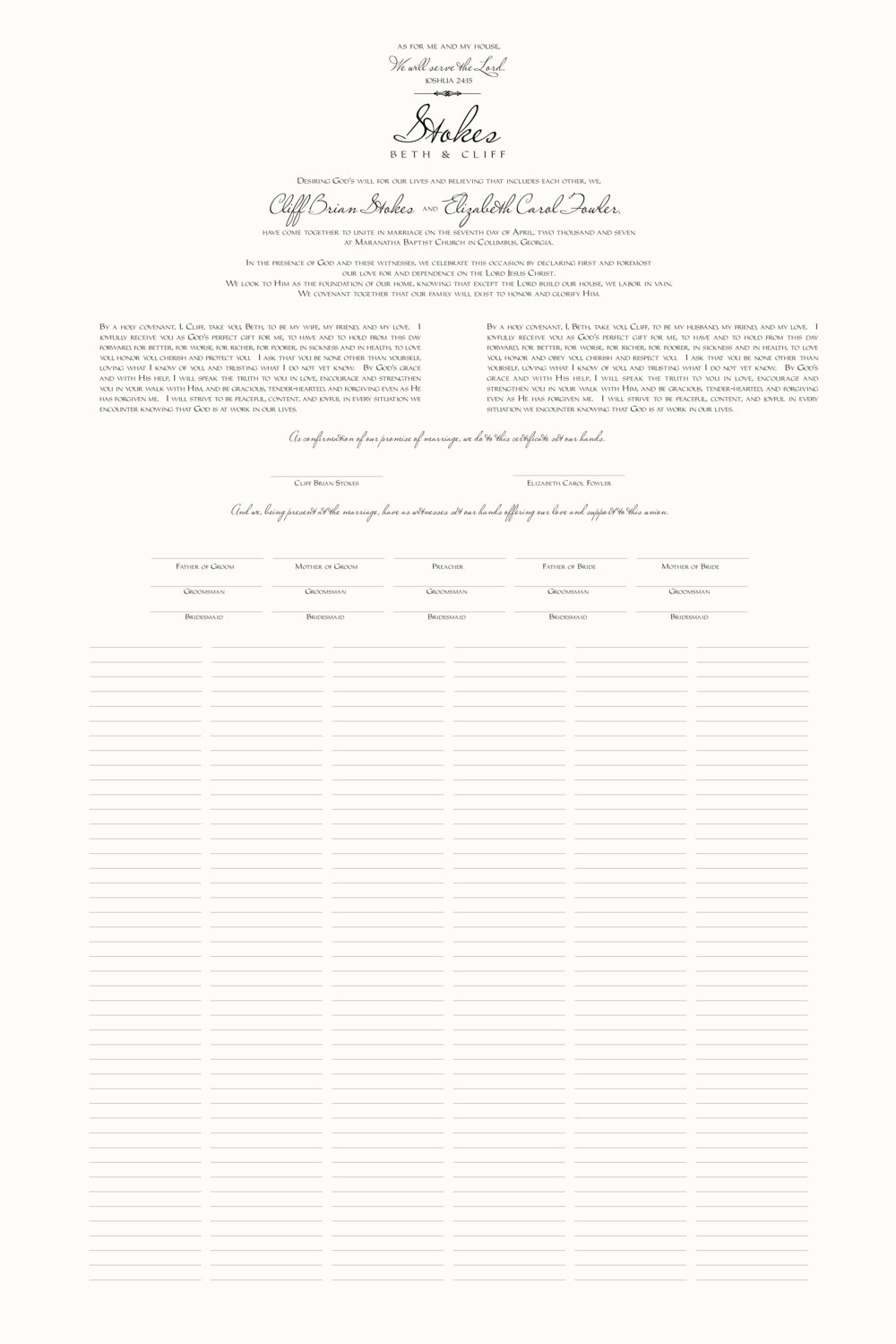 Vows Side by Side Contemporary and Classic Wedding Certificates
