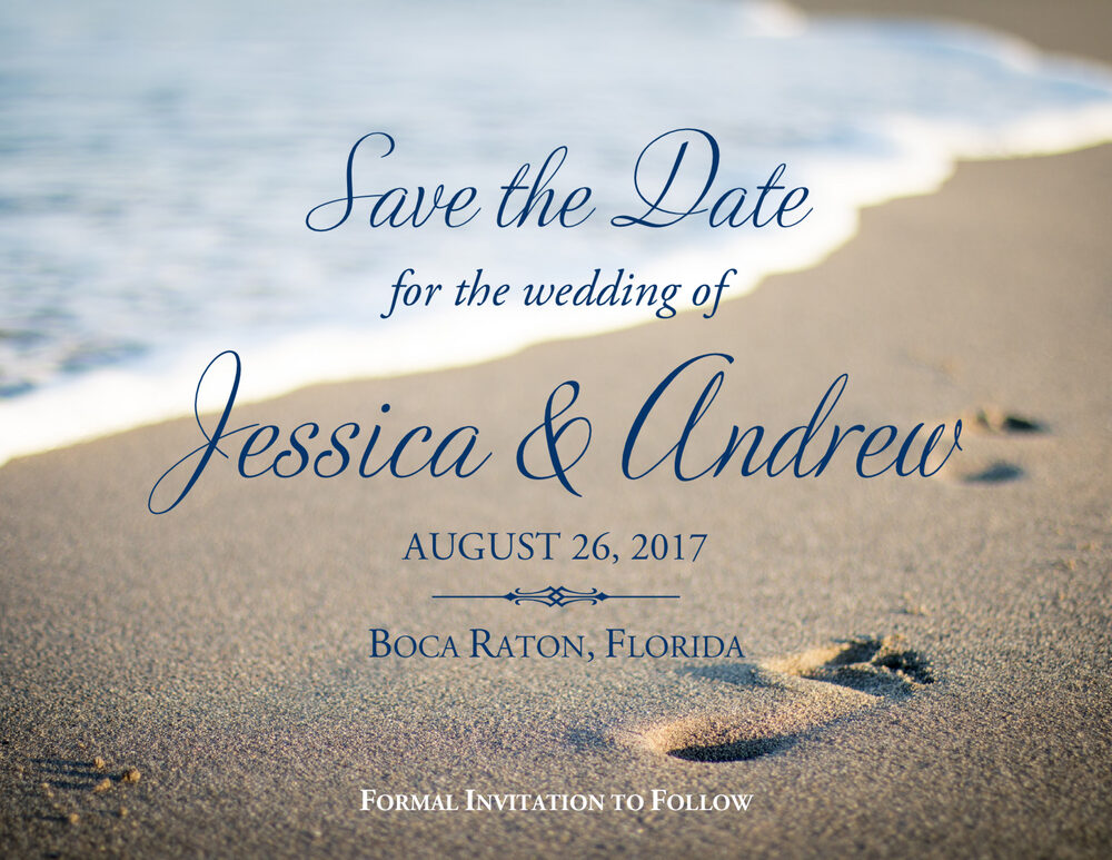 Beach Footprints Beach, Seashell, and Fish Save the Dates
