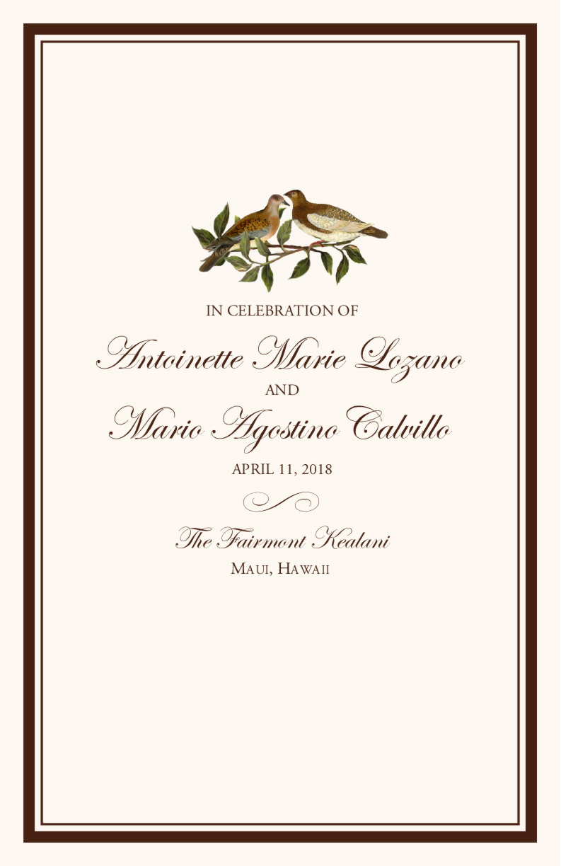 Brown Birds Birds and Butterflies Wedding Programs