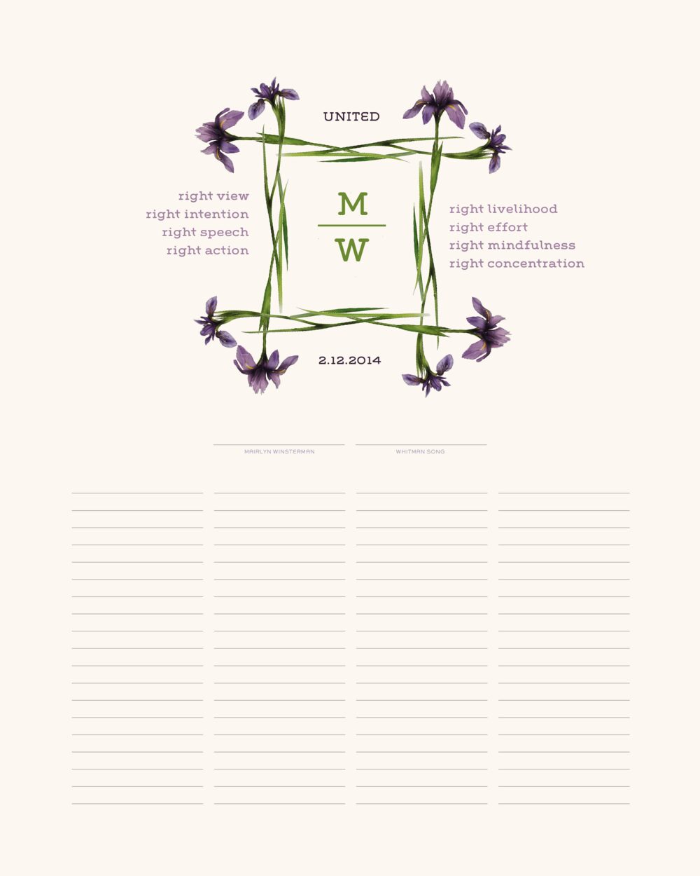 The Eightfold Path Iris Square Religious Wedding Certificates