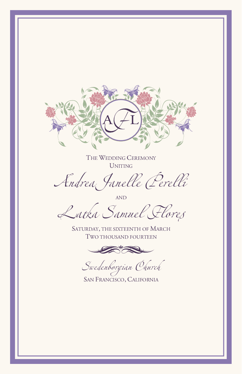 Butterfly Kisses Birds and Butterflies Wedding Programs