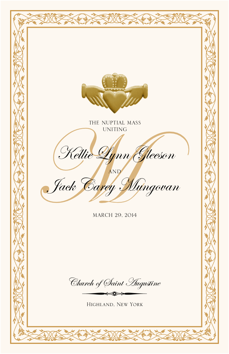 Gold Claddagh Celtic Wedding Programs