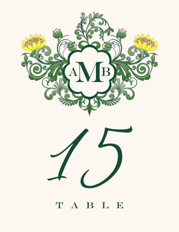 Lotus Seal Contemporary and Classic Table Numbers