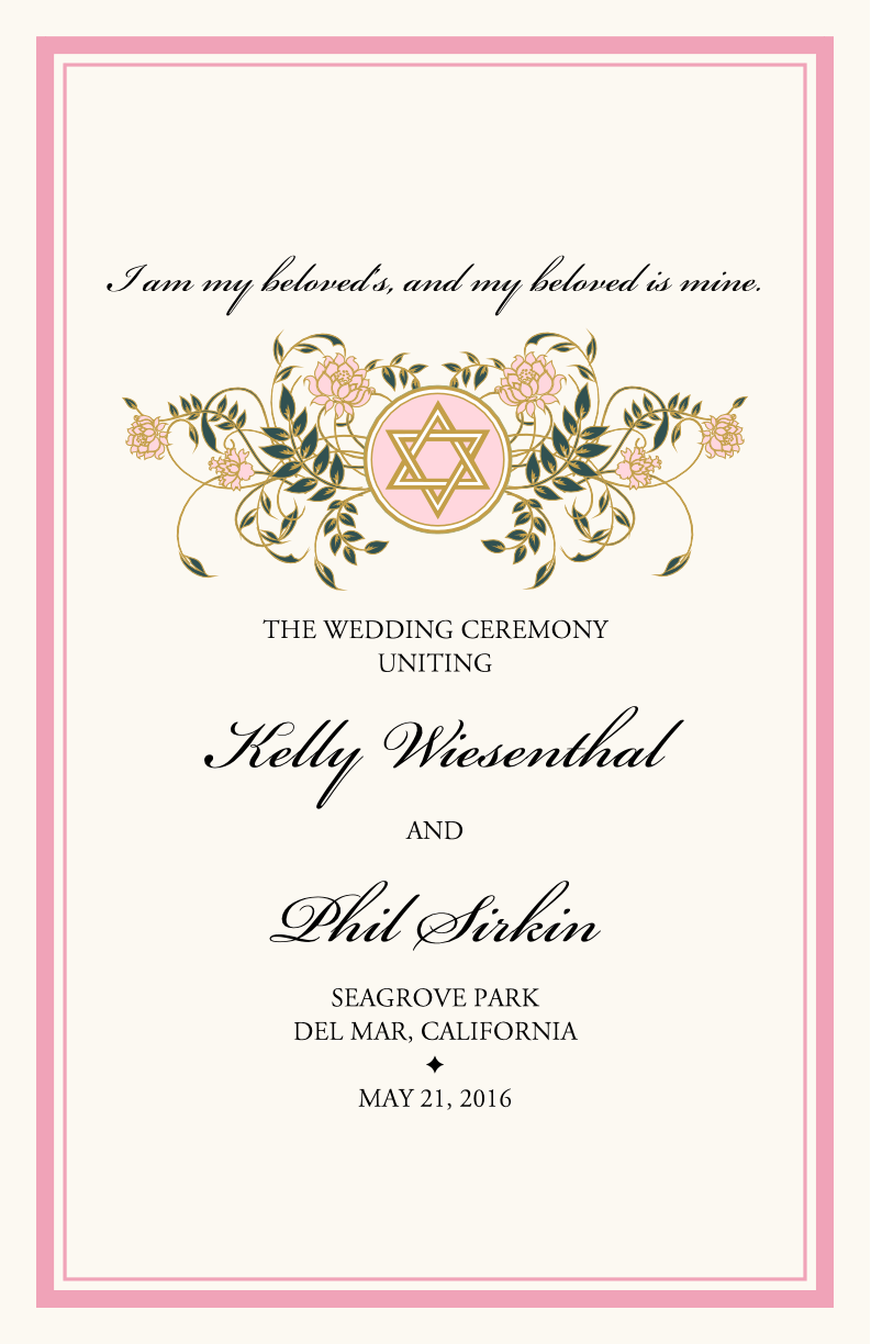 Colorful Shield of David Jewish Wedding Programs