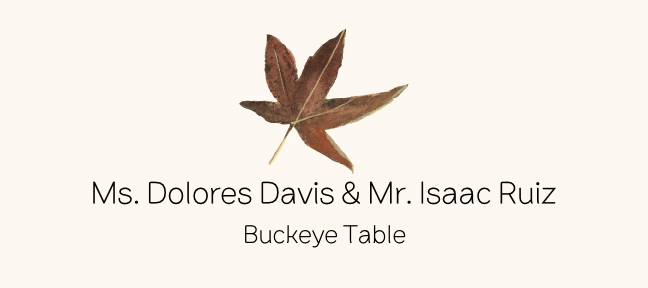Buckeye Colorful Leaf Autumn/Fall Leaves Place Cards