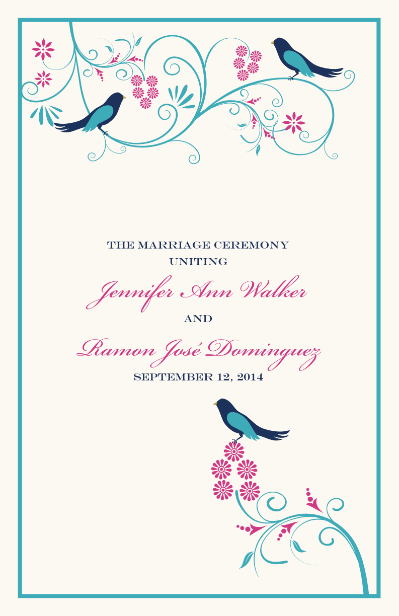 Leah and Luna Birds and Butterflies Wedding Programs