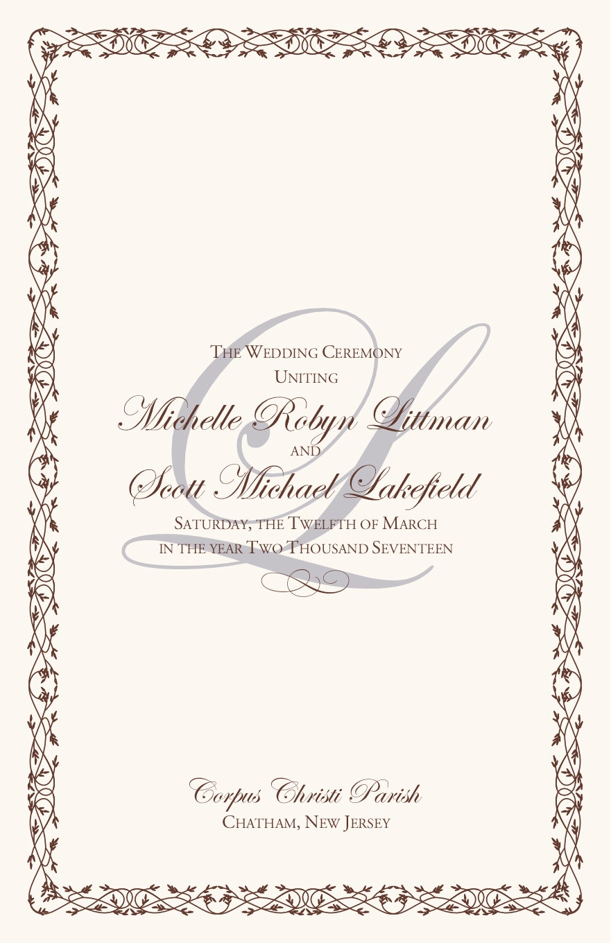 Edwardian Watermark Contemporary and Classic Wedding Programs