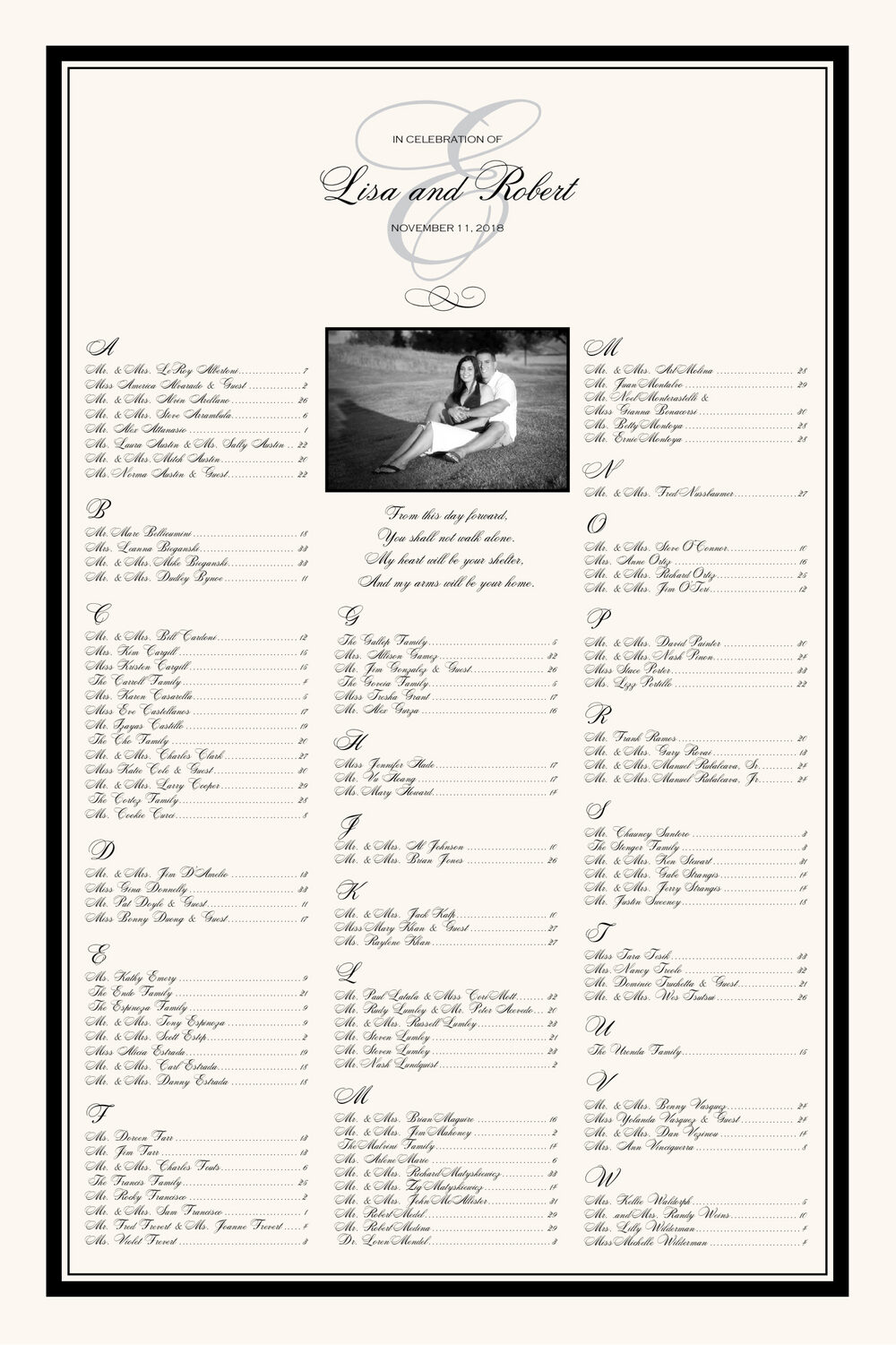 Engagement Photo Photography Wedding Seating Charts
