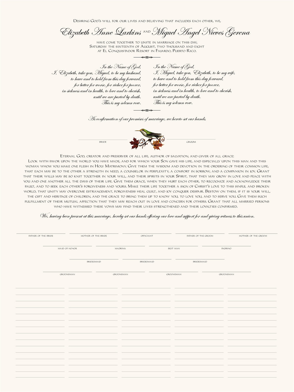 Fall Indy Autumn Leaves Wedding Certificates