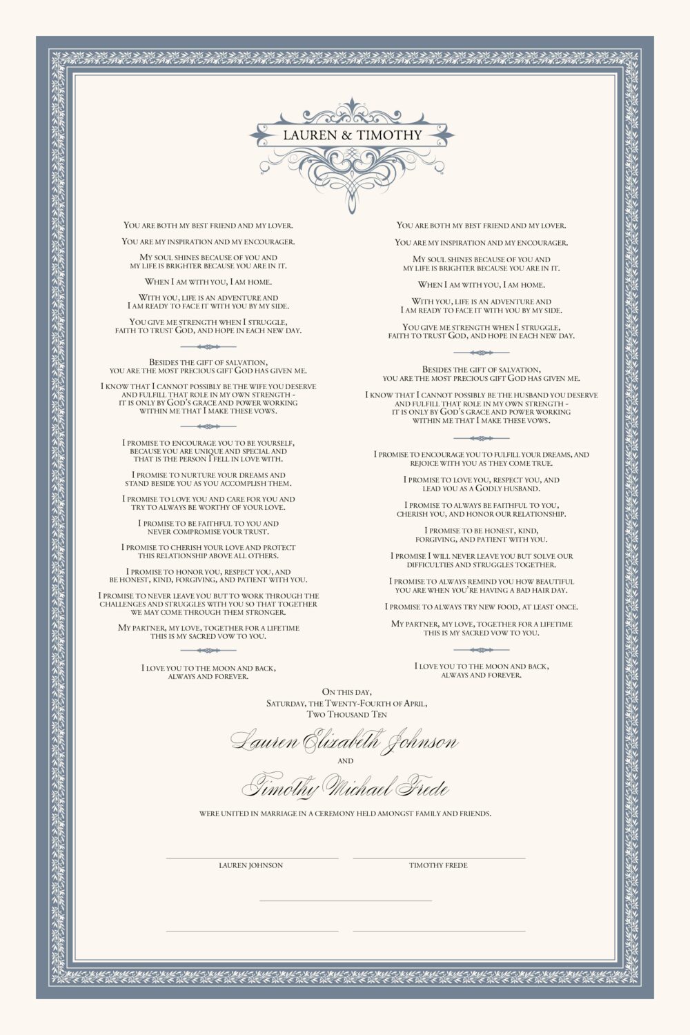 Flirty Eyes Celtic Vine Contemporary and Classic Wedding Certificates