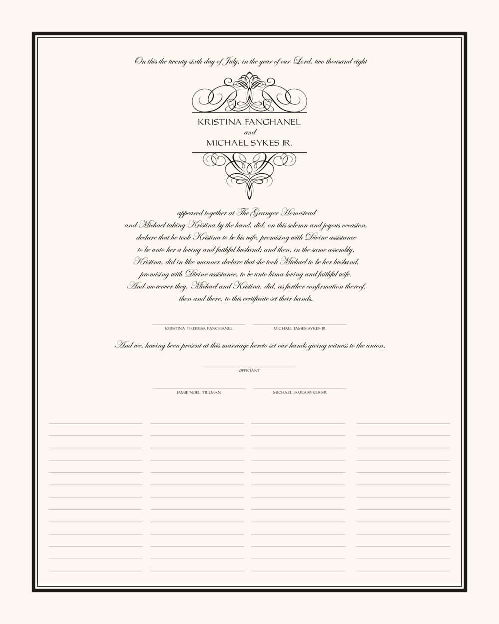 Flourish Monogram 01 Contemporary and Classic Wedding Certificates