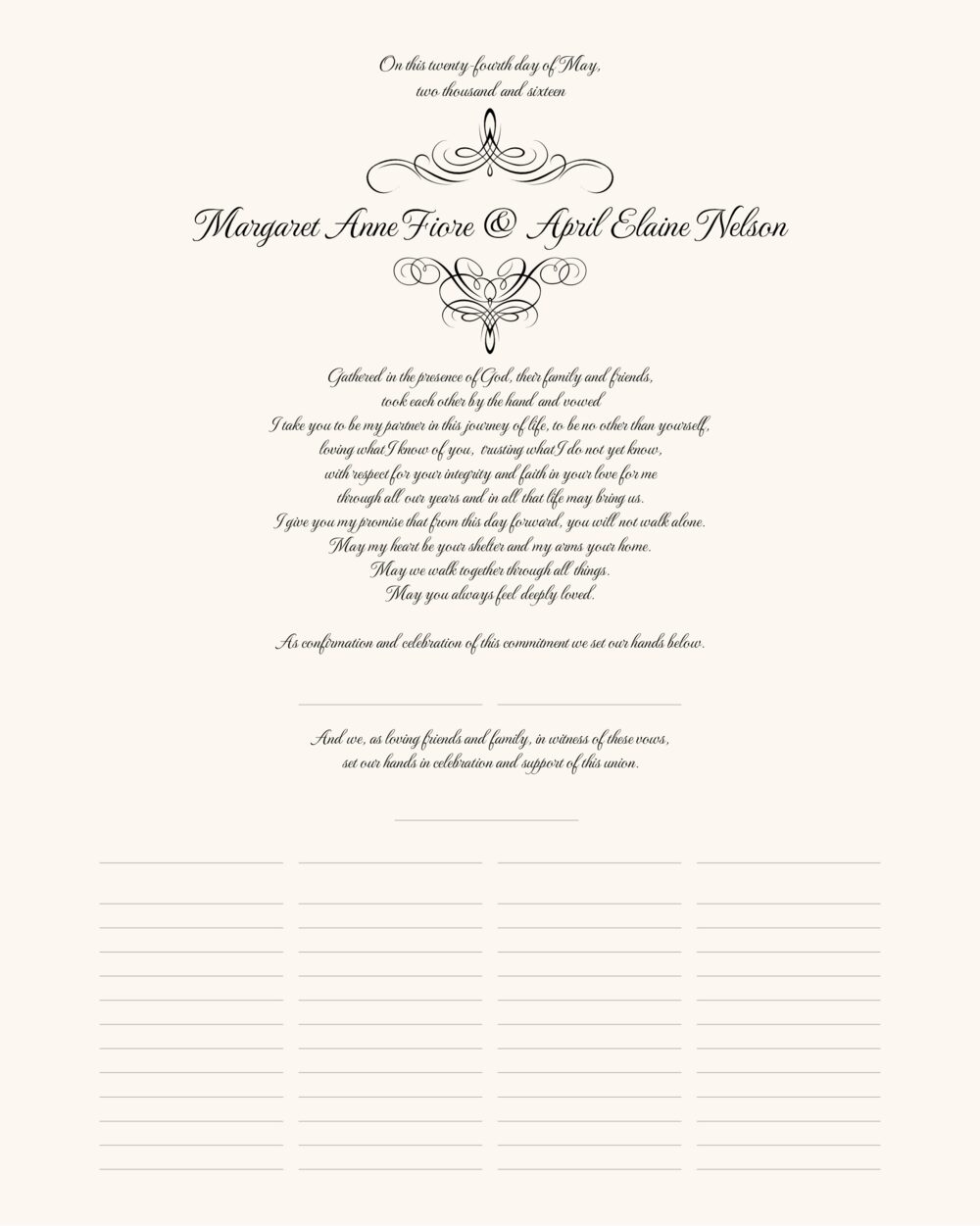 Flourish Monogram 02A Contemporary and Classic Wedding Certificates