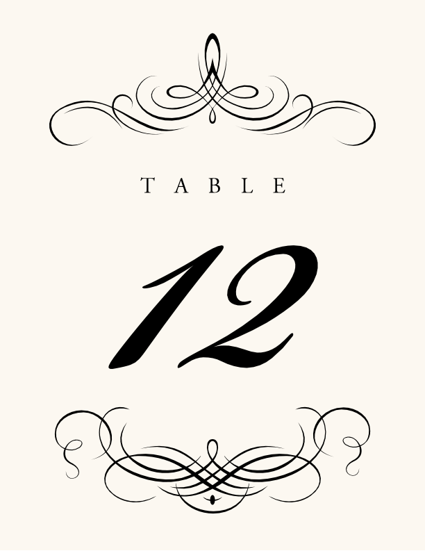 Flourish Monogram 04 Contemporary and Classic Table Numbers