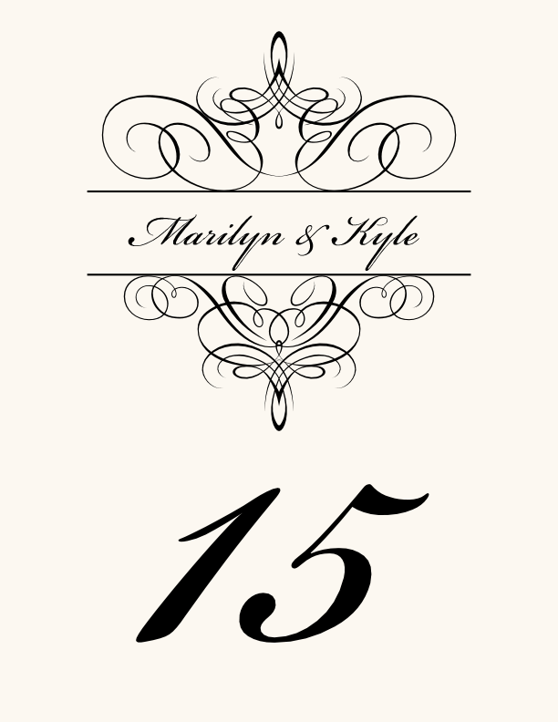 Flourish Monogram 05B Contemporary and Classic Table Numbers