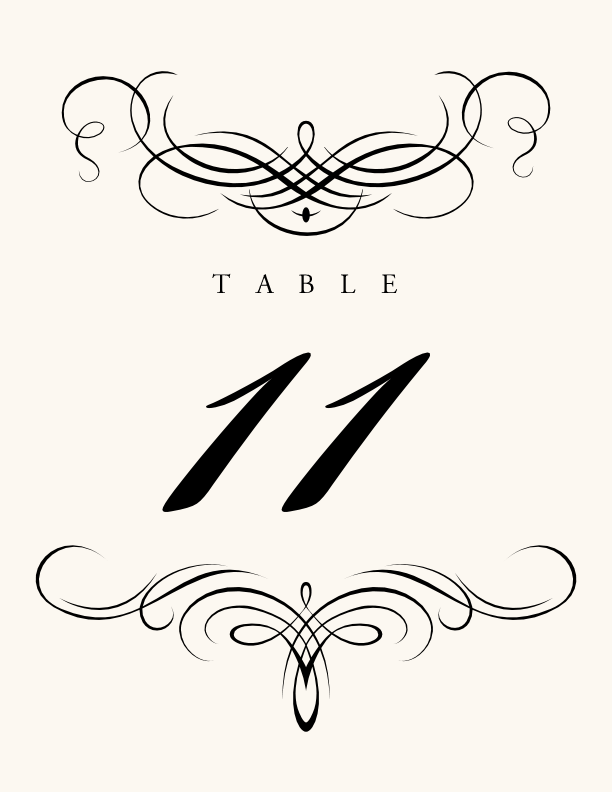 Flourish Monogram 08 Contemporary and Classic Table Numbers