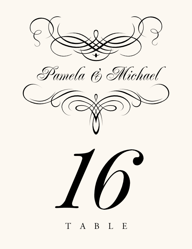 Flourish Monogram 08B Contemporary and Classic Table Numbers