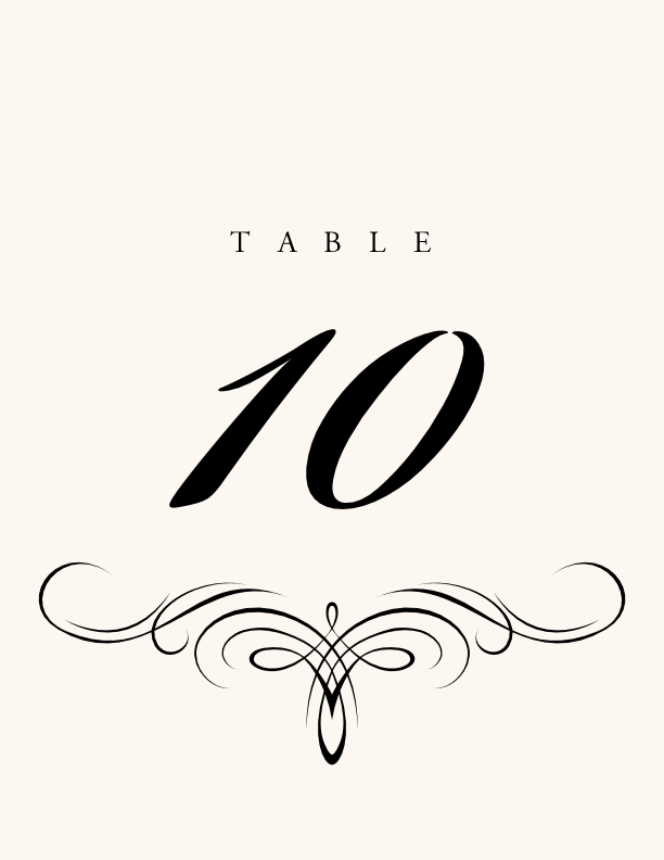 Flourish Monogram 11 Contemporary and Classic Table Numbers