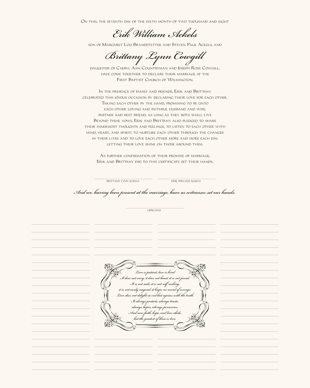 Flourish Monogram 24 Contemporary and Classic Wedding Certificates