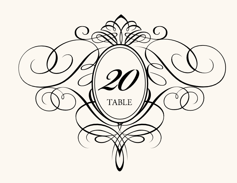 Flourish Monogram 15 Contemporary and Classic Table Numbers