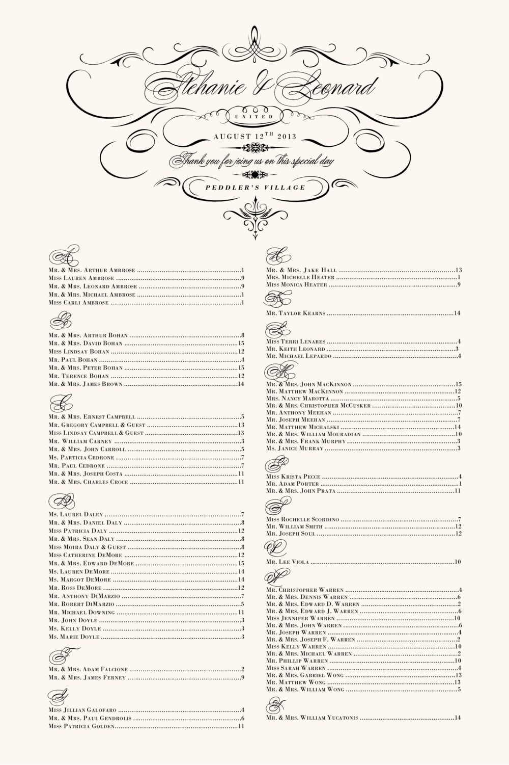 French Typographic Library 11 Contemporary and Classic Wedding Seating Charts