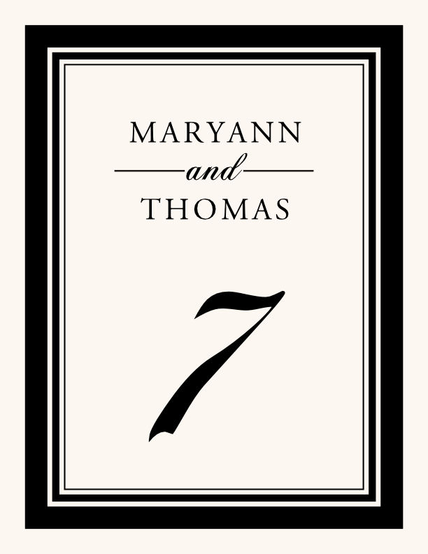 Garamond and Chopin Contemporary and Classic Table Numbers