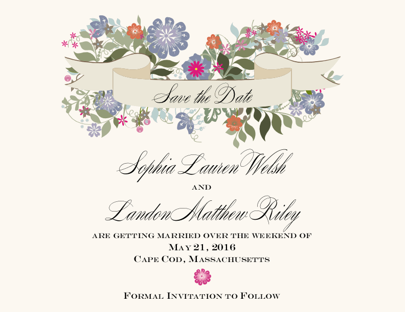 Garden Flurry Contemporary and Classic Save the Dates