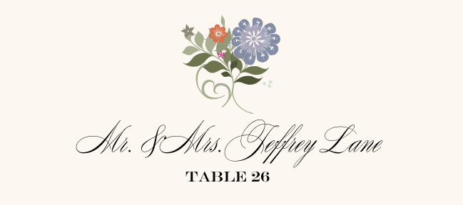 Garden Flurry Contemporary and Classic Place Cards