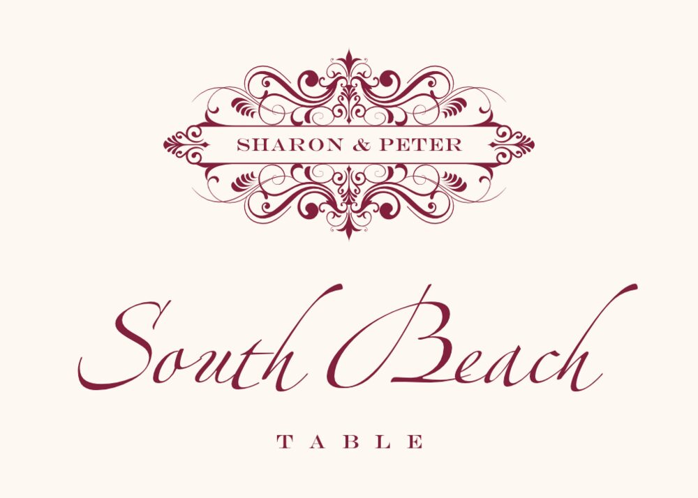 Ginger Breeze Contemporary and Classic Table Names