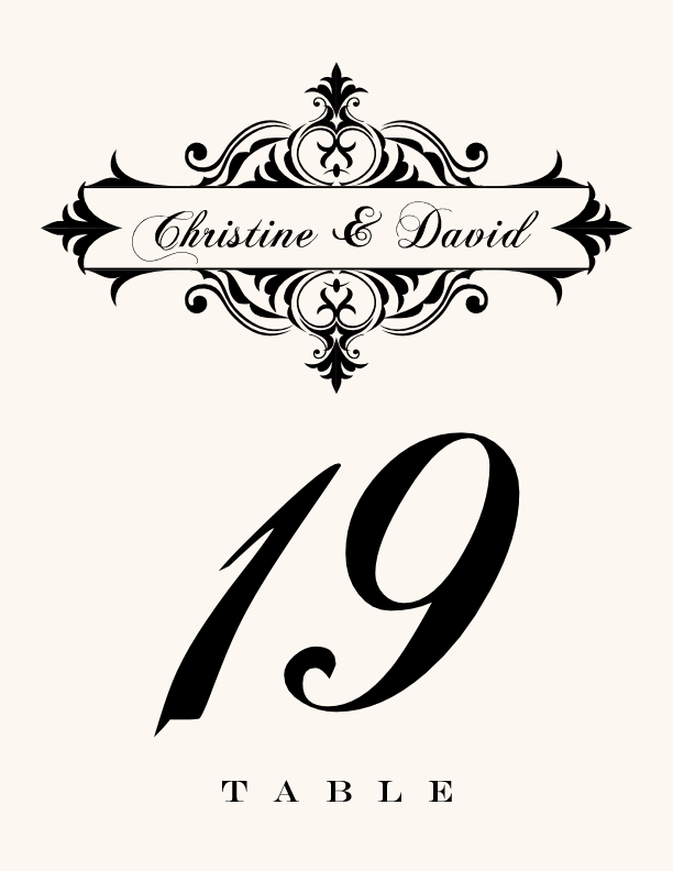 Golden Slipper Contemporary and Classic Table Numbers