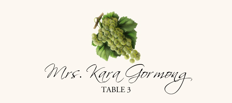 Green Grapes Fruit, Grapes and Vineyard Place Cards
