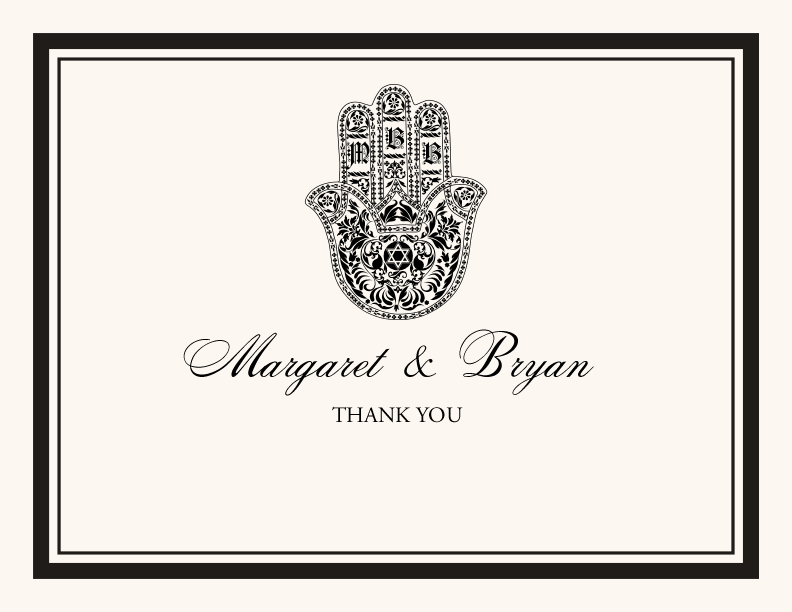 Hand of Miriam Leaves, Flowers, Vineyard & Grapes Thank You Notes