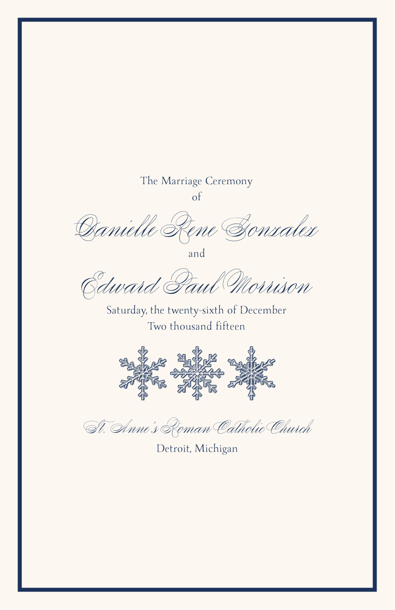 Snowflake Drawings Pattern Winter and Holiday Wedding Programs