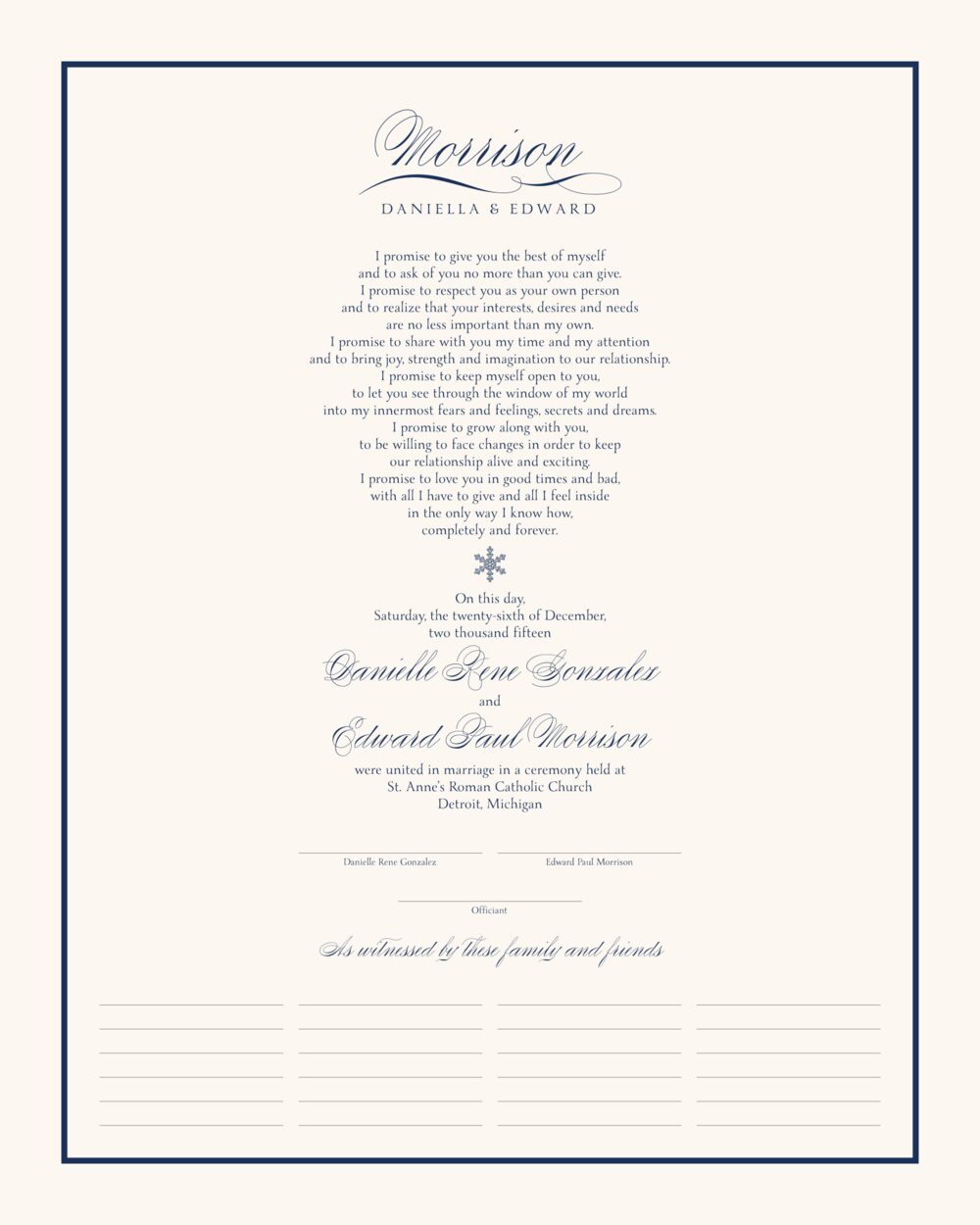 Snowflake Drawing 01 Winter and Snowflake Wedding Certificates