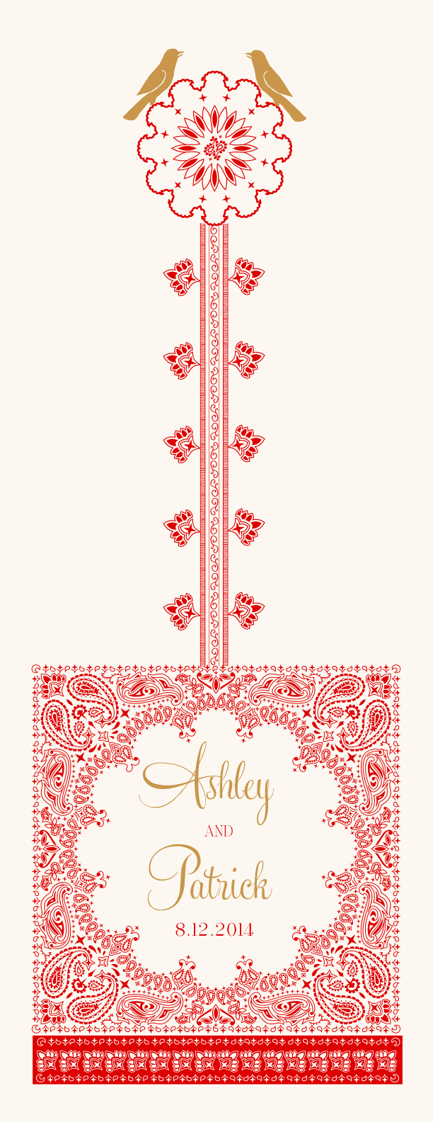 Paisly Bandana Flower Indian/Hindu Wedding Programs