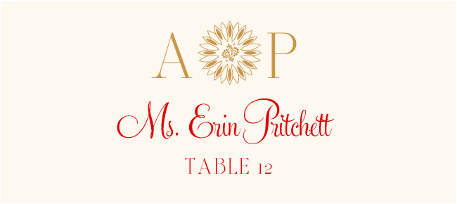 Bandana Flower Indian/Hindu Inspired Wedding Place Cards