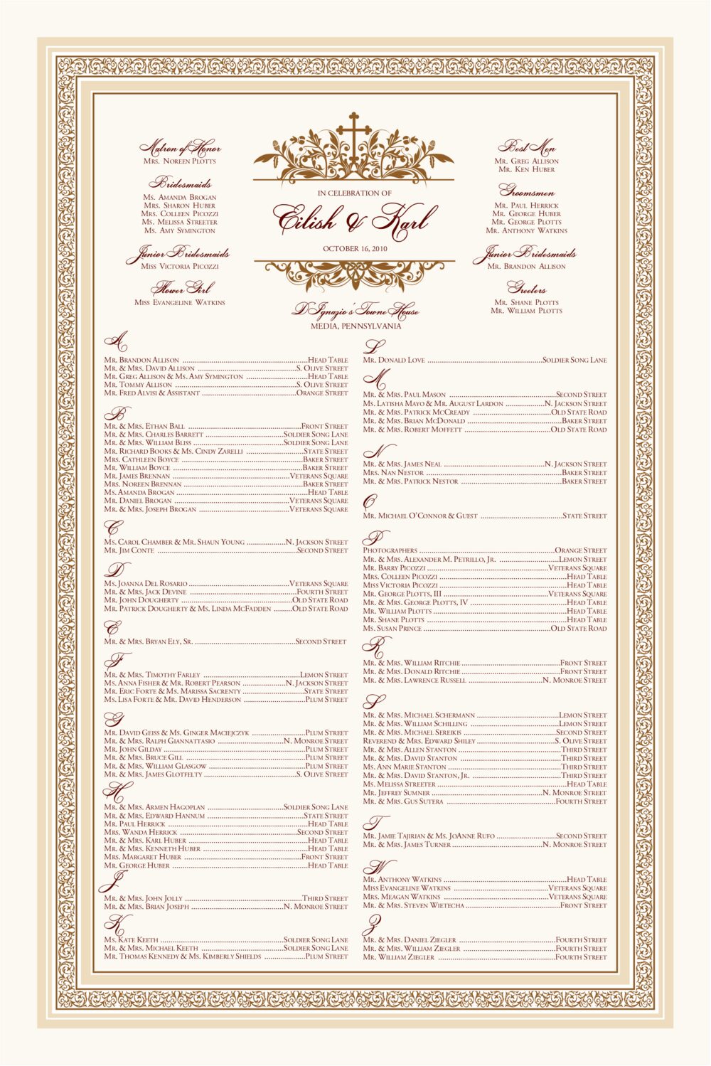 Peace In Ireland Celtic Wedding Seating Charts